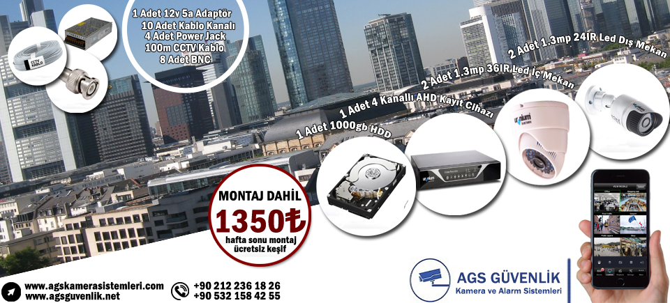 AGS Kamera Sisteminde Kampanya -Bina Ve Apartman Sistemi Montaj Dahil  1350 TL